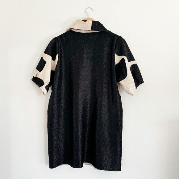 Berek Artistic Textured Abstract Pebbles Jacket Cardigan Cream Black M Like New - Picture 5 of 14